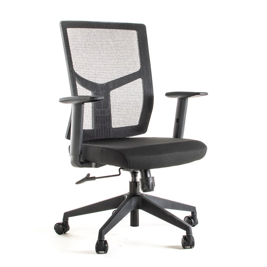 Silla operativa ergonómica con respaldo de malla BIT-2 Reclinable vista escorso.