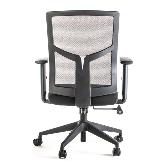 Silla operativa ergonómica con respaldo de malla BIT-2 Reclinable vista trasera.