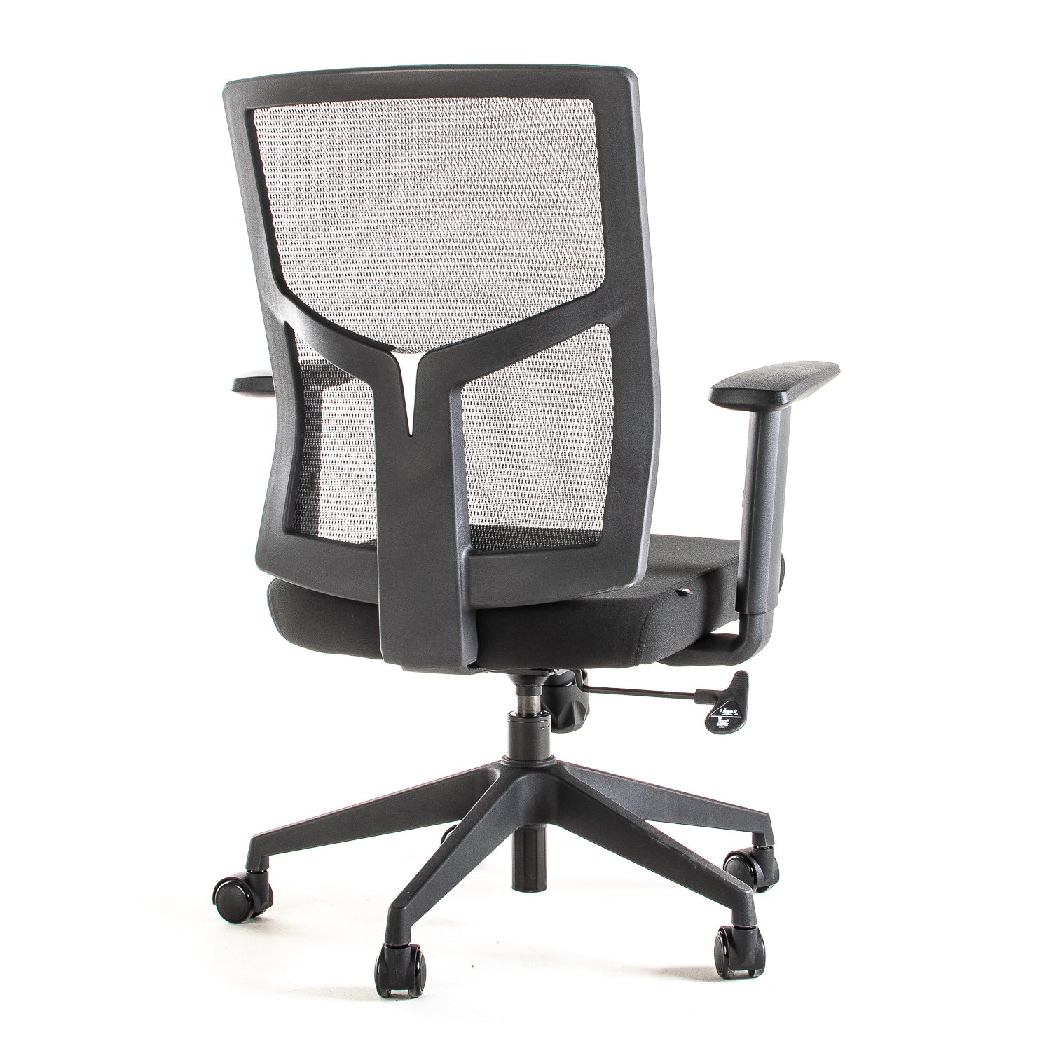 Silla operativa ergonómica con respaldo de malla BIT-2 Reclinable vista escorso trasera.