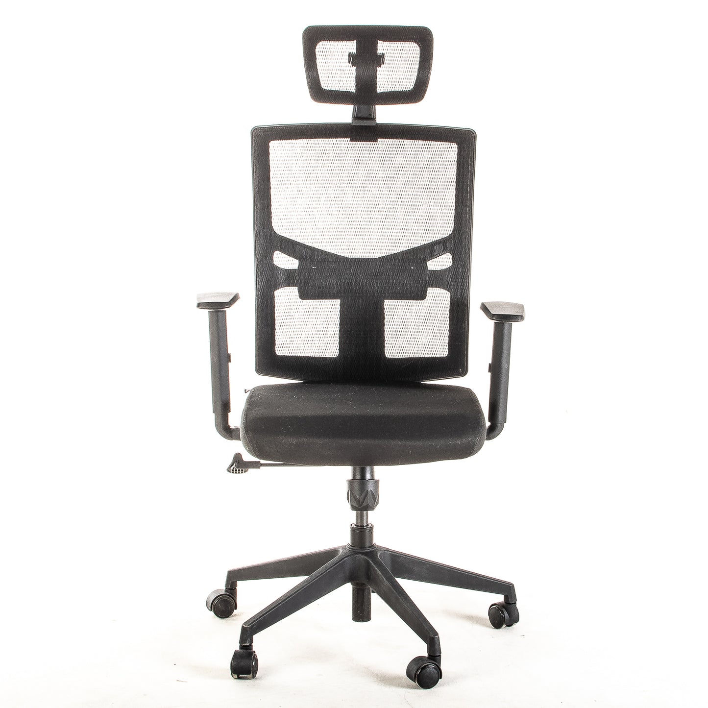 Silla operativa ergonómica con respaldo de malla BIT-2 Reclinable con Cabecero y Apoyo Lumbar Regulable vista frente.