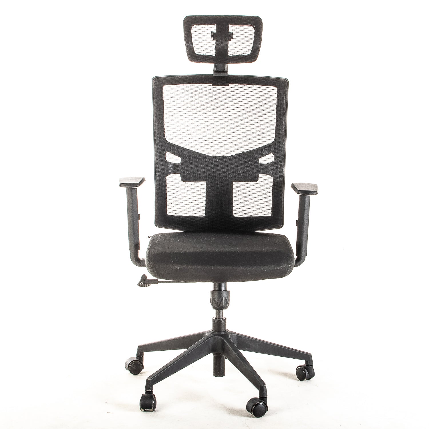 Silla operativa ergonómica con respaldo de malla BIT-2 Reclinable con Cabecero y Apoyo Lumbar Regulable vista frente.