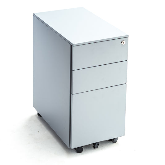 Cajonera Angosta Metálica Móvil 2 Cajones y Kárdex, 60x30x50 Sistema Interlock