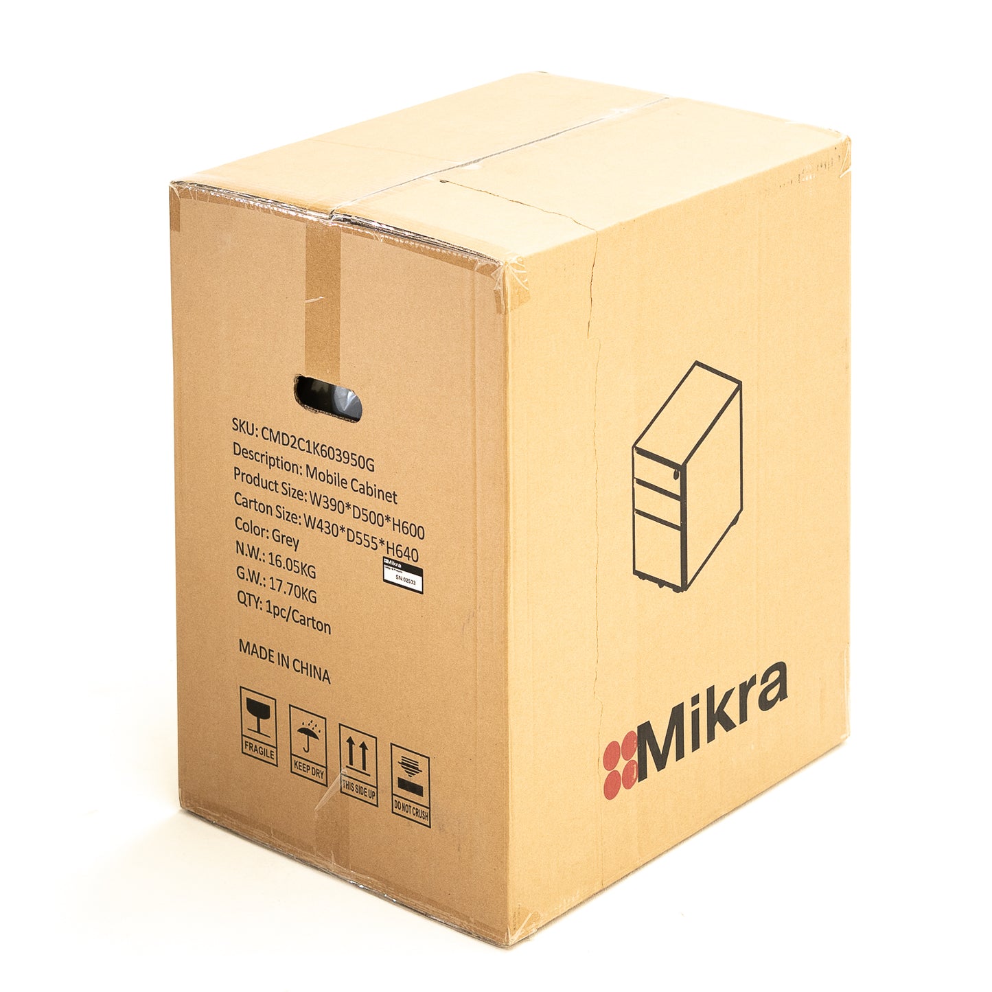 Cajonera Metálica Móvil 2 Cajones y Kárdex, 60x39x50 Sistema Interlock