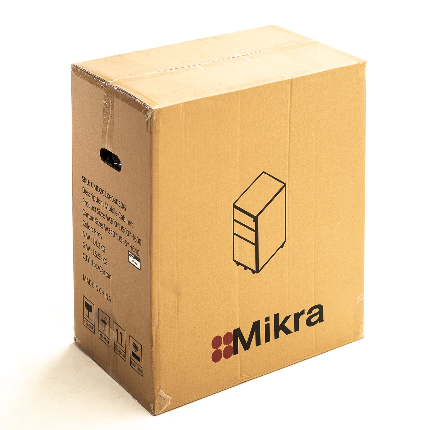 Cajonera Angosta Metálica Móvil 2 Cajones y Kárdex, 60x30x50 Sistema Interlock