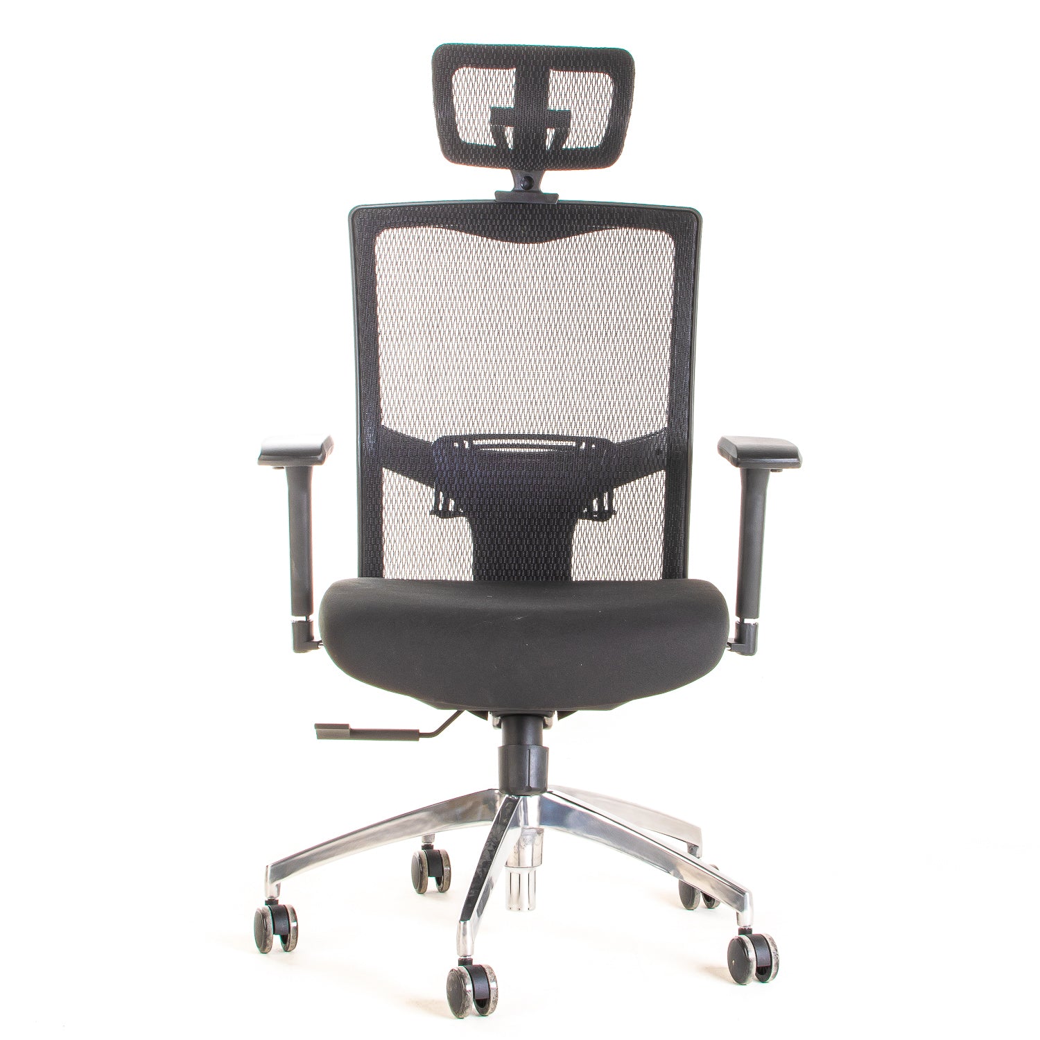 Silla ejecutiva ergonómica sincrónica con respaldo de malla y apoyo lumbar Maska-1 con Cabecero vista frente