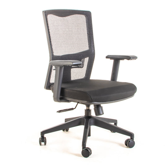 Silla ejecutiva ergonómica sincrónica con respaldo de malla y apoyo lumbar Maska-2 vista escorso