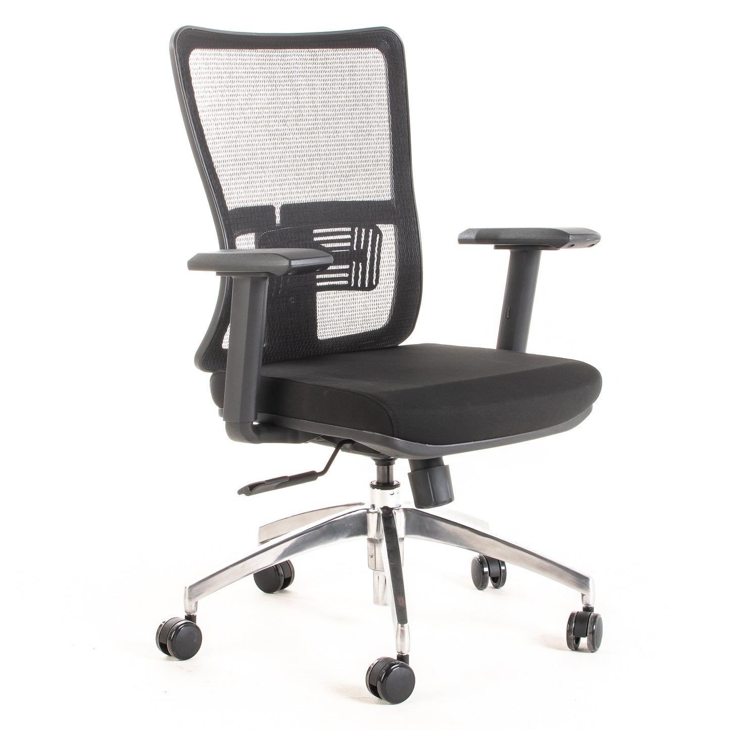 Silla ejecutiva ergonómica con respaldo de malla y apoyo lumbar STARK-1 Sincrónica vista escorso