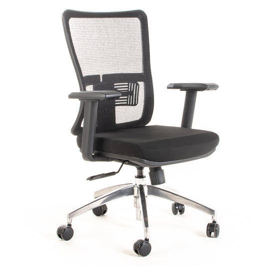 Silla ejecutiva ergonómica con respaldo de malla y apoyo lumbar STARK-1 Sincrónica vista escorso