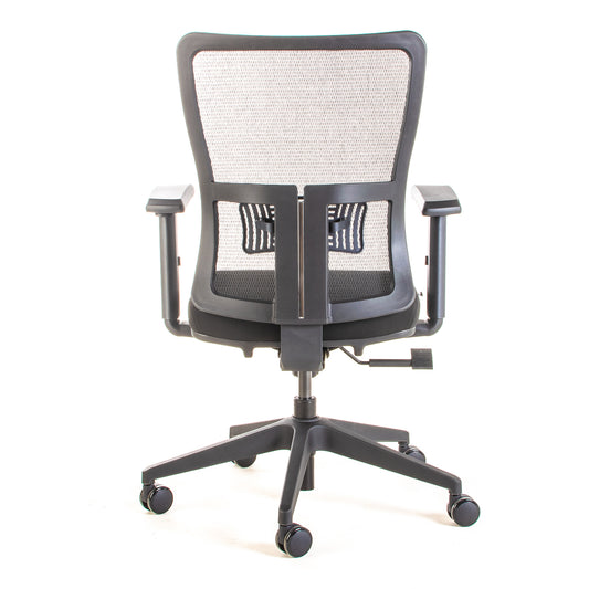 Silla ejecutiva ergonómica con respaldo de malla y apoyo lumbar STARK-2 Sincrónica vista trasera.