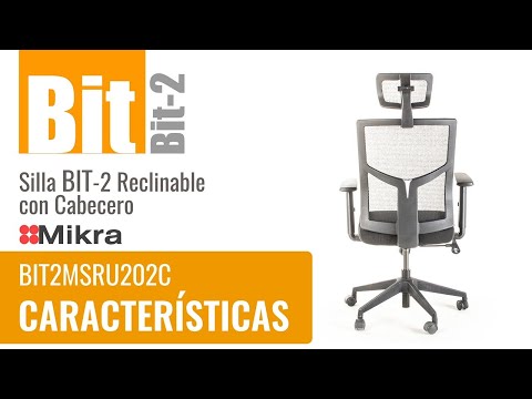 Silla operativa ergonómica reclinable con respaldo de malla BIT-2 con Cabecero video características y uso.