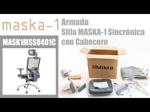 Silla ejecutiva ergonómica sincrónica con respaldo de malla y apoyo lumbar Maska-1 con Cabecero video de armado paso a paso.