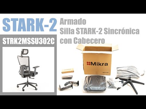 Silla ejecutiva ergonómica con respaldo de malla y apoyo lumbar STARK-2 Sincrónica con Cabecero video armado paso a paso.