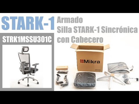 Silla ejecutiva ergonómica con respaldo de malla y apoyo lumbar STARK-1 Sincrónica con Cabecero video armado paso a paso.