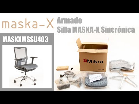 Silla ejecutiva ergonómica con respaldo de malla y apoyo lumbar Maska-X Sincrónica video armado paso a paso.