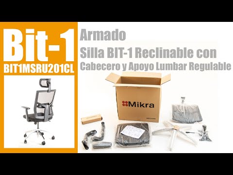 Silla operativa ergonómica reclinable con respaldo de malla BIT-1 con Cabecero y Apoyo Lumbar Regulable video armado paso a paso.