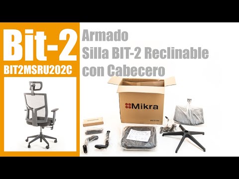 Silla operativa ergonómica reclinable con respaldo de malla BIT-2 con Cabecero video armado paso a paso.