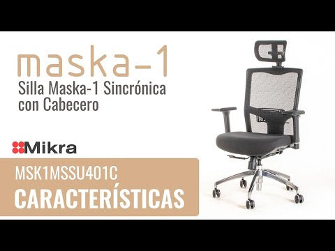 Silla ejecutiva ergonómica sincrónica con respaldo de malla y apoyo lumbar Maska-1 con Cabecero video de caracteríasticas y uso