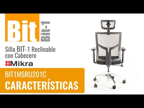 Silla operativa ergonómica reclinable con respaldo de malla BIT-1 con Cabecero video características y uso.