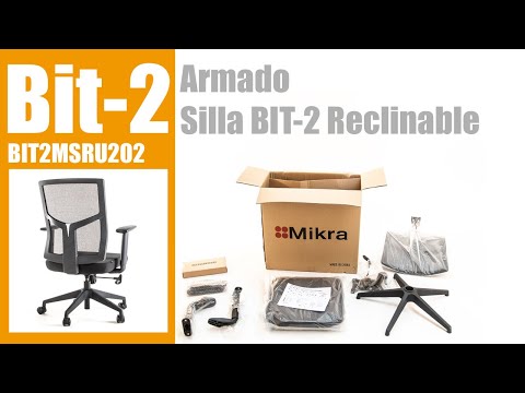 Silla operativa ergonómica con respaldo de malla BIT-2 Reclinable video armado paso a paso.