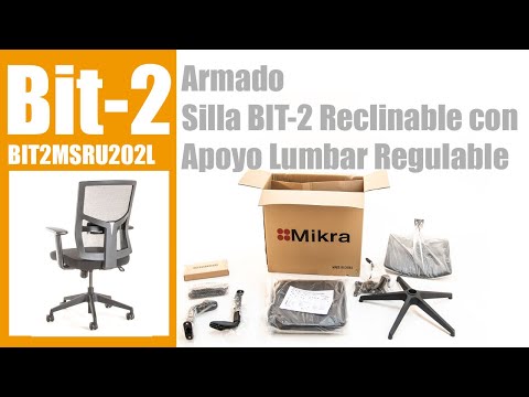 Silla operativa ergonómica reclinable con respaldo de malla BIT-2 con Apoyo Lumbar Regulable video armado paso a paso.