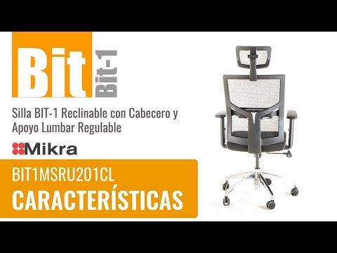 Silla operativa ergonómica reclinable con respaldo de malla BIT-1 con Cabecero y Apoyo Lumbar Regulable video características y uso.