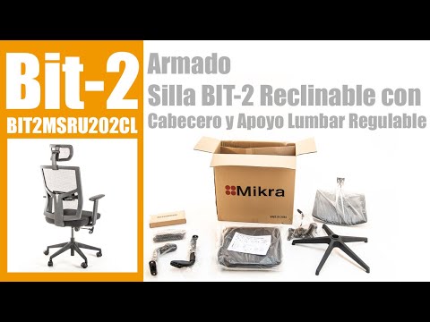 Silla operativa ergonómica con respaldo de malla BIT-2 Reclinable con Cabecero y Apoyo Lumbar Regulable video armado paso a paso.