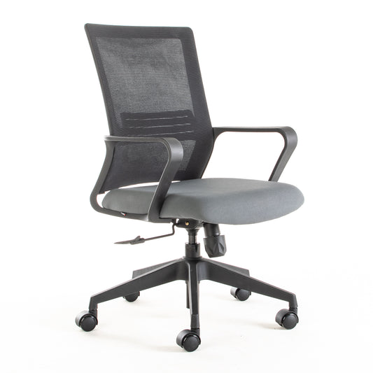 Silla operativa ergonómica con respaldo de malla FORTE Reclinable vista escorso.