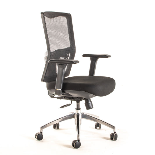 Silla ejecutiva ergonómica sincrónica con respaldo de malla y apoyo lumbar Maska-1 vista escorso