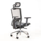 Silla ejecutiva ergonómica sincrónica con respaldo de malla y apoyo lumbar Maska-X con Cabecero vista escorso trasero derecho