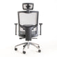 Silla ejecutiva ergonómica sincrónica con respaldo de malla y apoyo lumbar Maska-X con Cabecero vista trasera