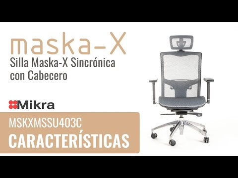 Silla ejecutiva ergonómica sincrónica con respaldo de malla y apoyo lumbar Maska-X con Cabecero video características y uso