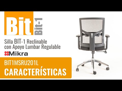 Silla operativa ergonómica reclinable con respaldo de malla BIT-1 con Apoyo Lumbar Regulable video características y uso.