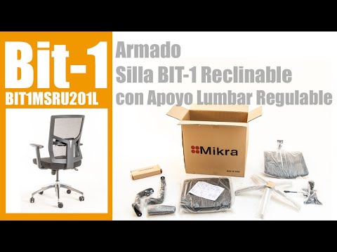 Silla operativa ergonómica reclinable con respaldo de malla BIT-1 con Apoyo Lumbar Regulable video armado paso a paso.