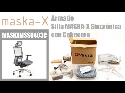 Silla ejecutiva ergonómica sincrónica con respaldo de malla y apoyo lumbar Maska-X con Cabecero video armado paso a paso.